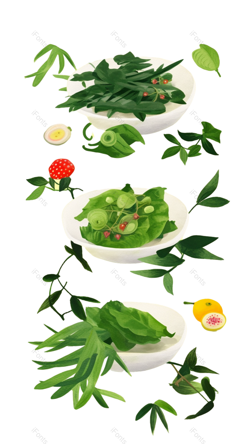 叶子图片,小满元素,夏天PNG,盘子免抠素材